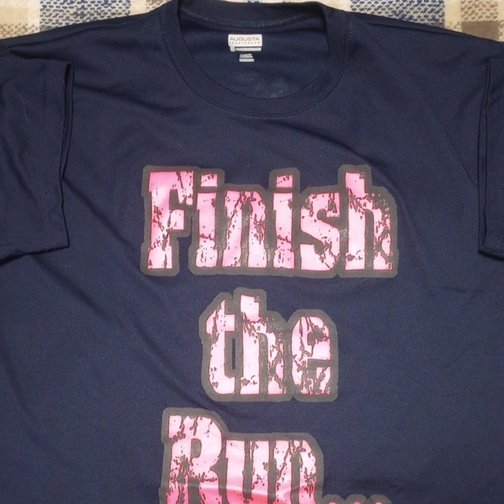Augusta XL Sportswear Navy T-Shirt with Pink Graphic